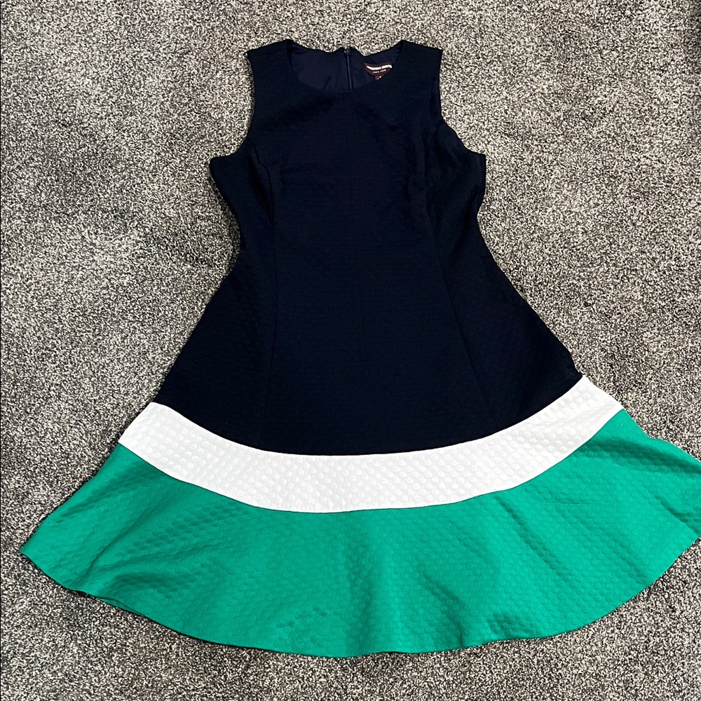 Johnston & Murphy Navy and Green Midi Dress